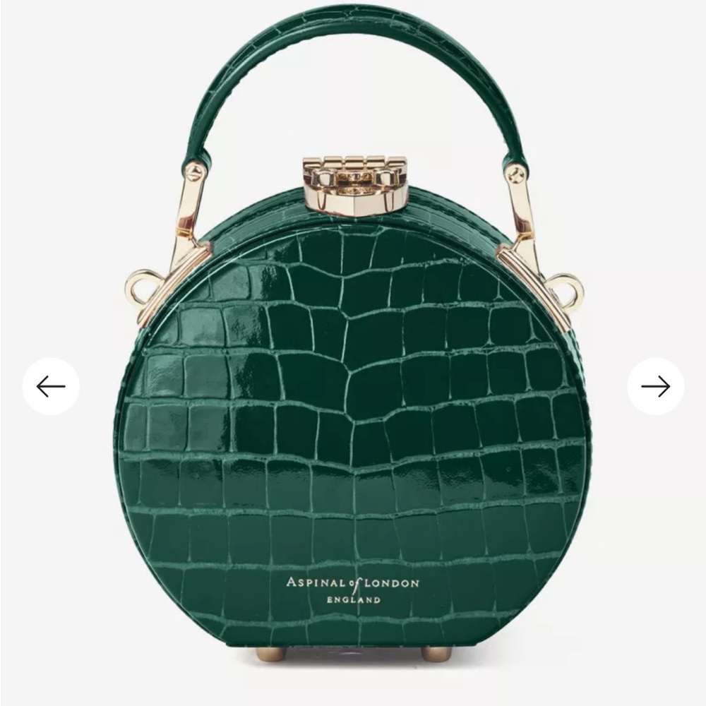 Aspinal of London Hat Box Micro crocodile-embossed patent leathers